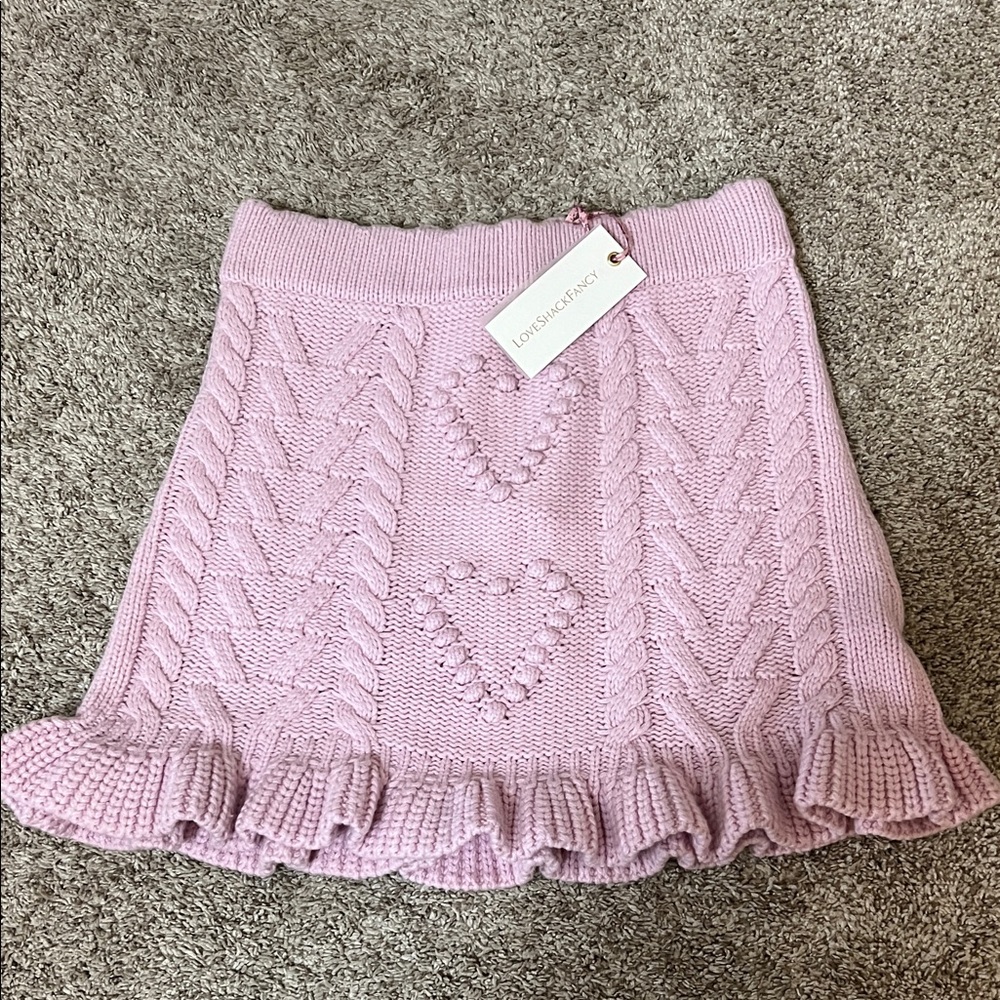 Loveshackfancy pink sweater skirt. NWT